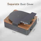 1 by ONE All-in-One Vinyl Record Player, HiFi Turntable Built-in Speakers, Phono Preamp, Magnetic Cartridge AT-3600L, Belt Drive 2 Speeds, Vintage Wood Design