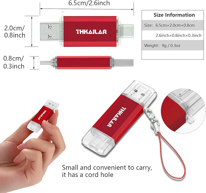 Thkailar 32GB 3 Pack USB C Memory Stick OTG USB 3.1 Thumb Drive Compatible with Android Phone,MacBook Pro,Laptops,Tablets,PC