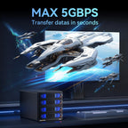 4 Bay Hard Drive RAID Enclosure with Cooling Fan for 2.5/3.5" SATA HDD/SSD with USB A/C 3.0＋eSATA Cable, 3.5 Hard Drive Reader Supports 80TB Capacity, 8 RAID Modes, DAS(NO NAS)