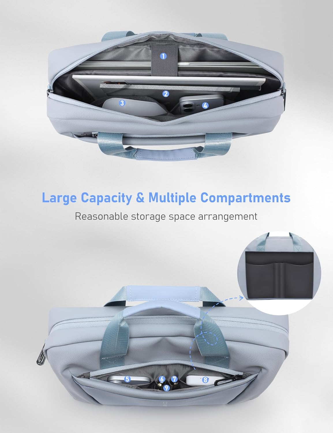 15-16 Inch Laptop Shoulder Bag Business Briefcase Water Resistant Computer Messenger Bags Compatible with MacBook Pro 16, MacBook Air 15 M4, HP, Dell, ASUS Notebook, Blue