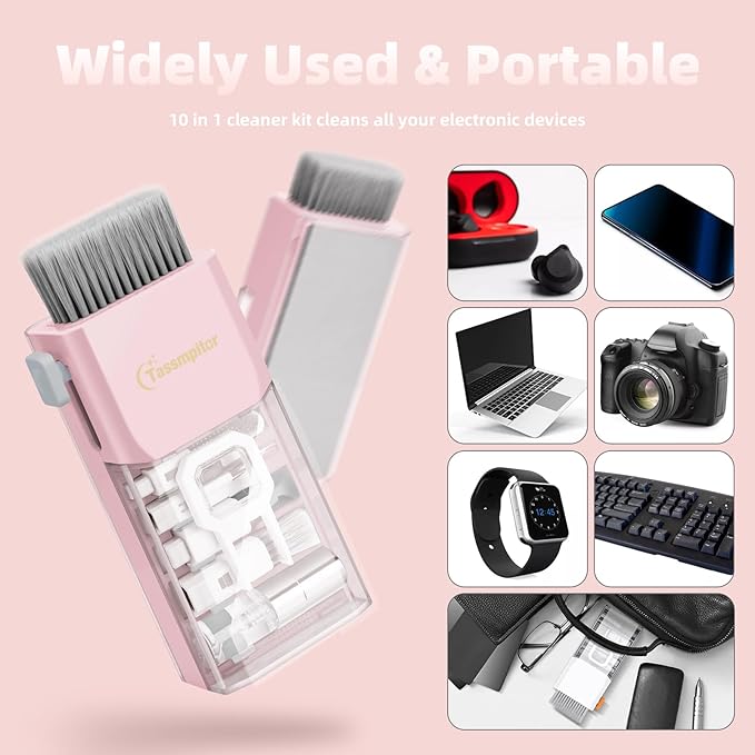 Keyboard Cleaning Kit, All in 1 Laptop Cleaning Kit for MacBook iPhone iPad Camera Lens Airpods Computer, Compact Keyboard Cleaner with Spray and Brush, Multitool for Electronic Screen