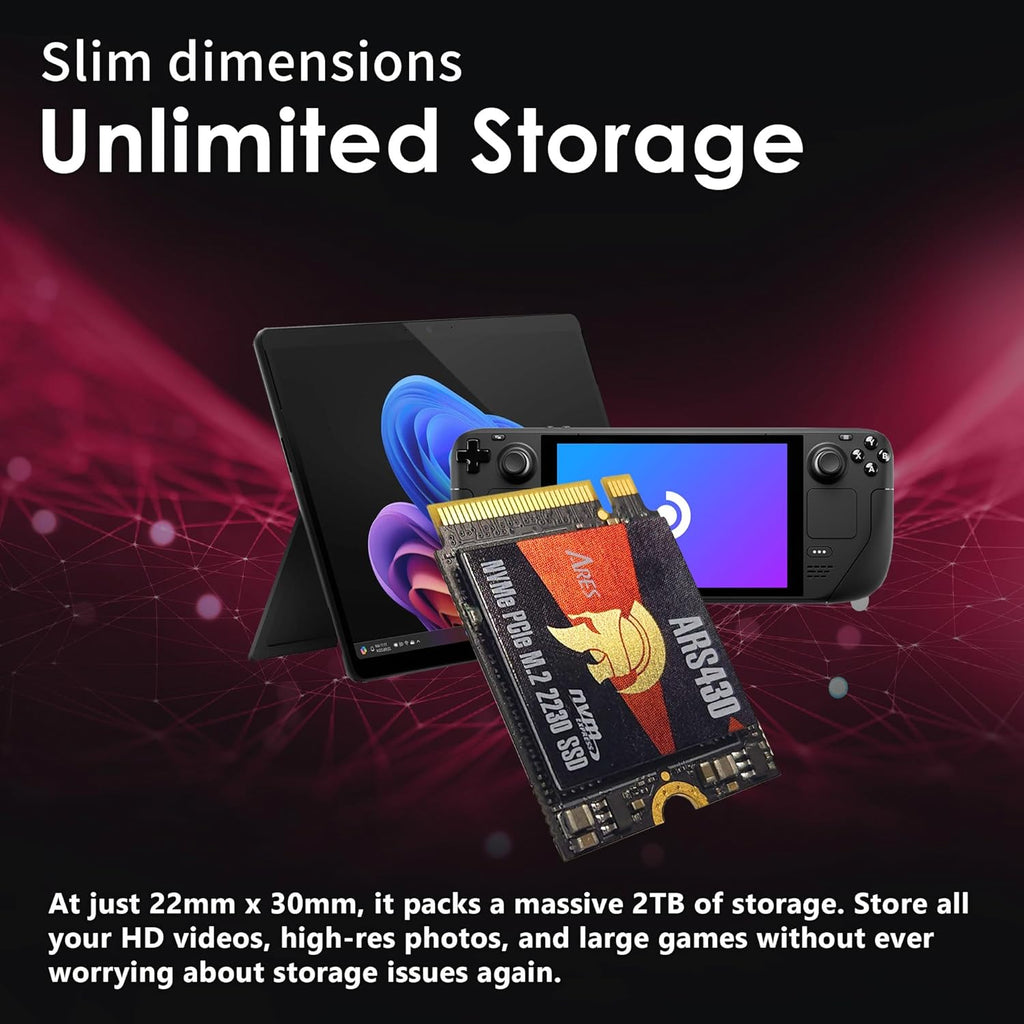 DATO M.2 2230 SSD 1TB, PCIe Gen 4x4 NVMe Internal Solid State Drive with Aluminum Heatsink, Compatible with Steam Deck, ROG Ally, Surface Pro, Mini PCs, Ultrabook, Up to 5000/3200 MB/s - ARES ARS430