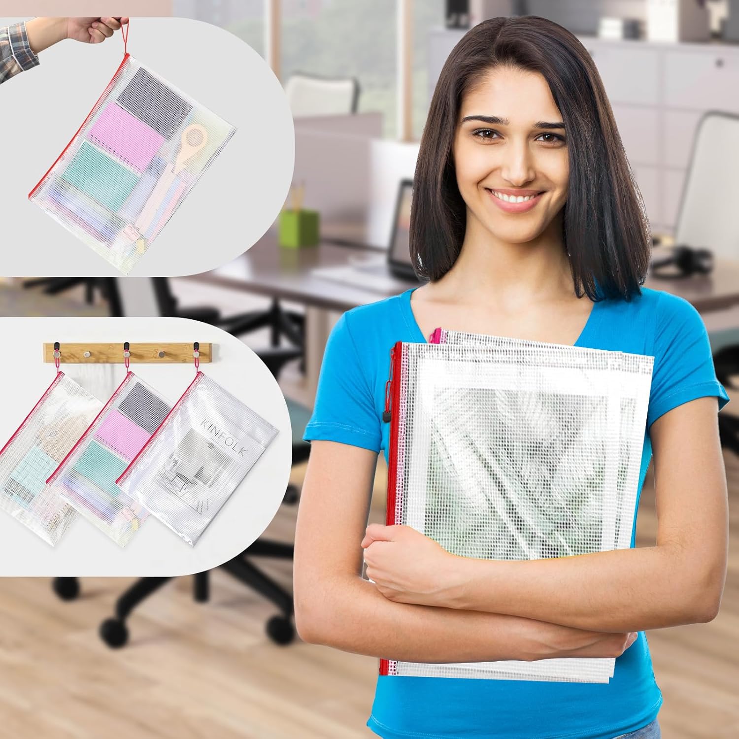 20pcs Mesh Zipper Pouch Bags,9 Sizes Plastic Zipper Bags for Organization,Reusable Zipper Pouches for Puzzle Board Game Storage,for Travel School Office Supplies.