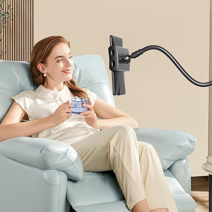Gooseneck Tablet Holder for Kindle Reading in Bed, Hands Free Desk Bedside Lazy Arm Stand for Kindle Accessories, Compatible with iPhone iPad mini