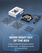 DEWENWILS 2 Pack 120V AC Fan, Waterproof Exhaust Fan 120mm, 13W 2800RPM 60CFM, DIY Cooling Fan for Refrigerator, Computer Case, Compressor Engine, Generator, UL Listed