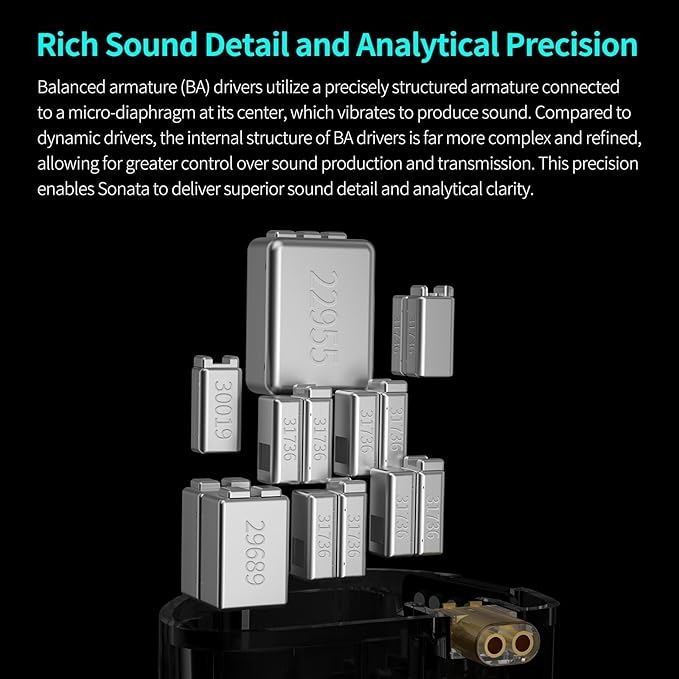 KZ Sonata 14BA IEMs, in-Ear Monitor Headphone High-Performance Flagship HiFi Earphones with 4 Tuning Switches, Clarity in All Frequency Stereo Sound Comfortable Headphones for Musicians (Normal)