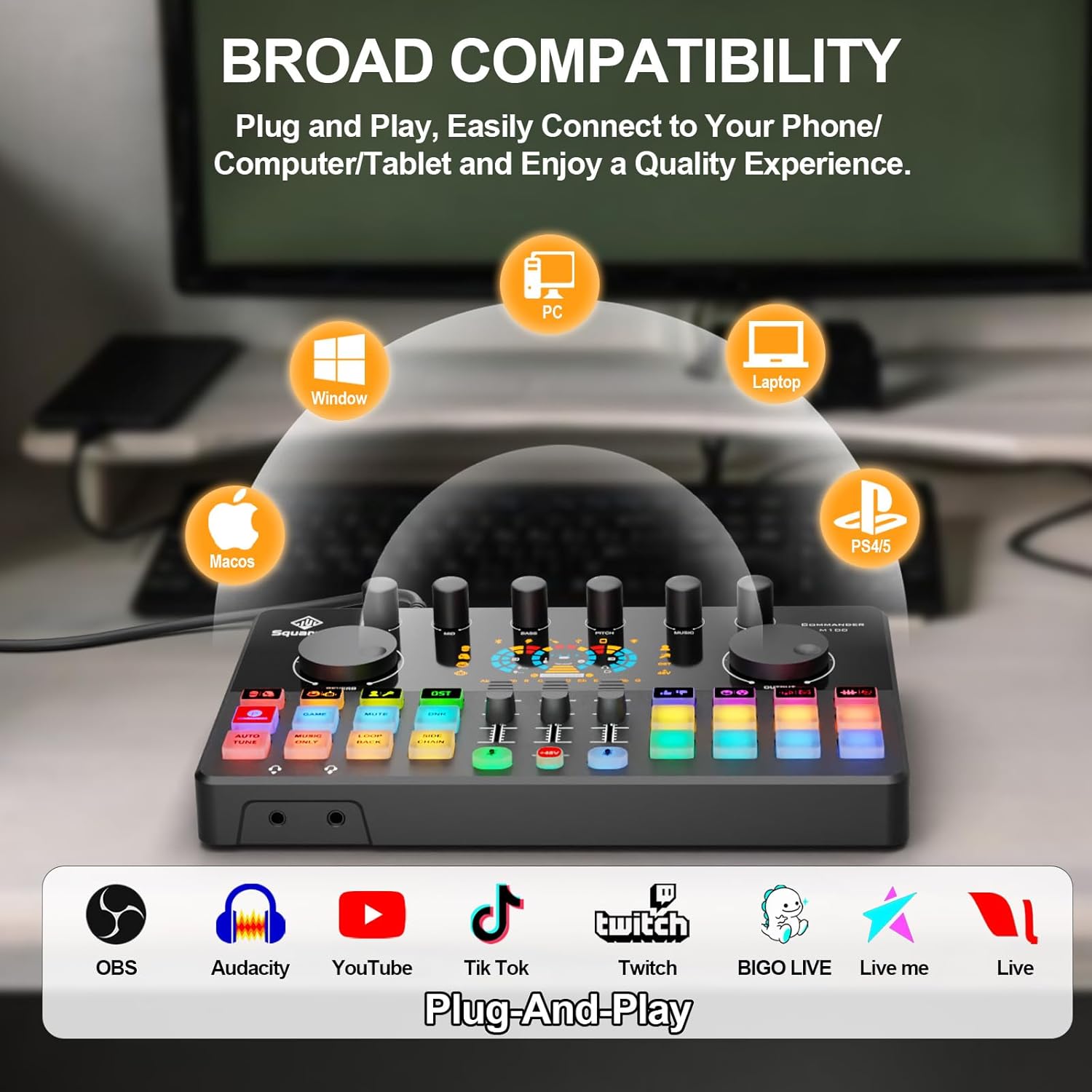 Podcast Equipment Bundle for 2 with Dual XLR-3.5 Condenser Micophones with Mic Pop Filters Audio Equipment for Live Streaming/ Recording, Online Gaming for Phone/ Laptop/ PC Audio Interface M100