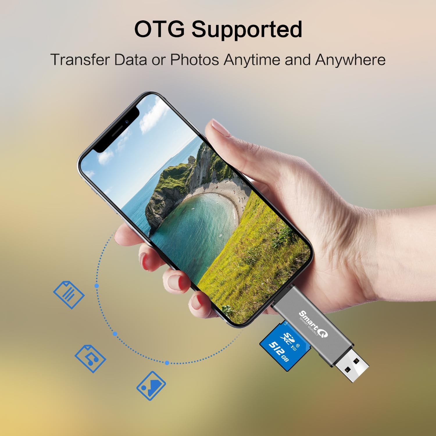 SmartQ C350 USB C sd card reader and USB 3.0 Super Speed Memory Card adapter for MicroSDXC and SDHC Card, SD, SDXC, SDHC, SD Cards, Works for Windows, Mac OS X, Android Devices, OTG Adapter