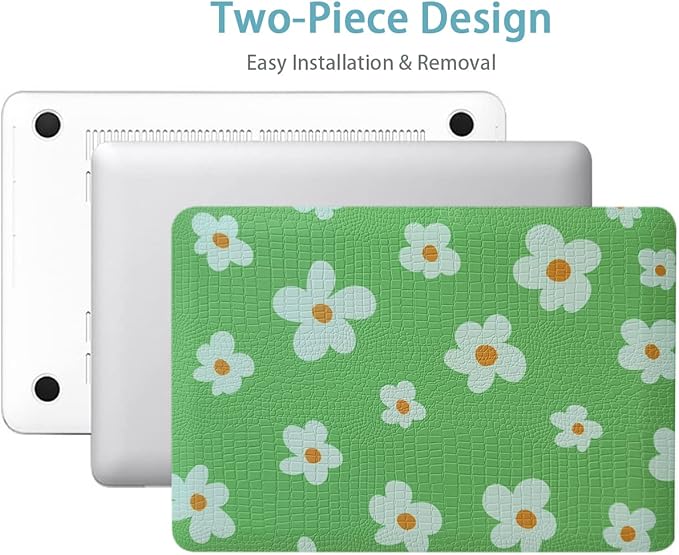 LanBaiLan Compatible for MacBook Pro 13 inch with Touch Bar 2016-2023 Release M1 M2 A2338 A2289 A2251 A2159 A1989 A1706 A1708, Laptop Hard Case & Keyboard Cover, Green Flower