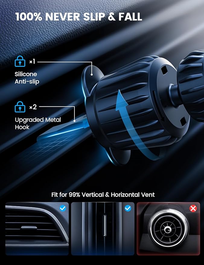 Lamicall for Mag Safe Car Mount Charger - [2025 Ultra Magnet] 15W Wireless Car Phone Holder Charger - HandsFree Magnetic Phone Holders for Your Car Vent for iPhone 16 15 14 13 Pro Max Silver