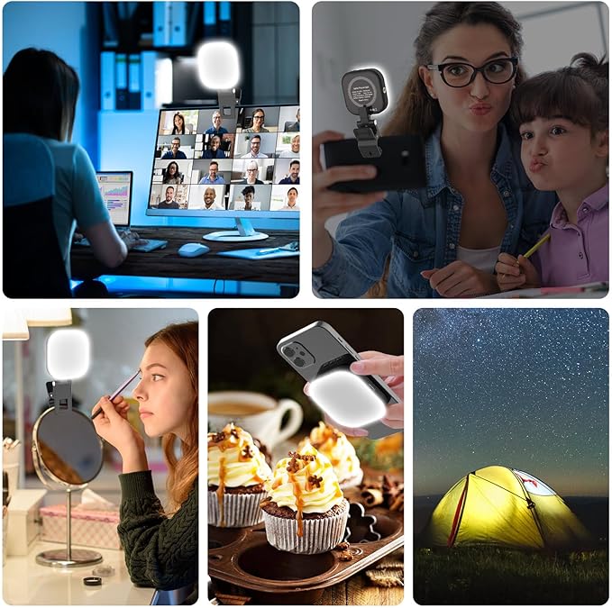 Mini Magnetic Phone Selfie Light Compatible with iPhone Magsafe, Clip on Pocket Light for Tablet Laptop Computer Zoom Video Call TikTok YouTube Video Recording Phone Filming Makeup