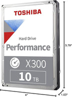 Toshiba X300 10TB Performance & Gaming 3.5-Inch Internal Hard Drive - CMR SATA 6 GB/s 7200 RPM 512 MB Cache - HDWR71AXZSTA