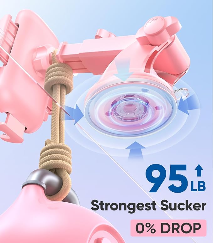 VICSEED Pink Phone Holders for Your Car, [True Military-Grade Strongest Suction Power], 3-in-1 Dashboard Windshield Vent, Truck Boat Stand Cell Phone Mount for iPhone Android All Phones