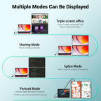 InnoView 18.5" 100Hz Dual Portable Monitor Built-in Speakers 115% sRGB 315°Adjustable Dual Stacked Folding Monitor (Wins/Mac) 1080P Laptop Screen Extender for Laptop(No Driver Needed)