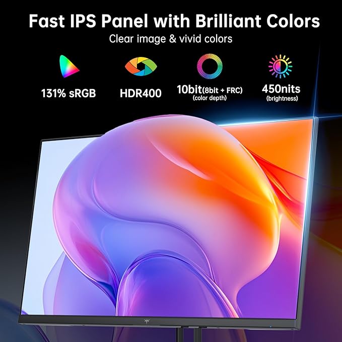 KTC 27 Inch Gaming Monitor - 2K QHD 2560 x 1440 Monitor, Up to 210Hz & 1ms, Bulit-in Speakers, Adaptive Sync, HDR400, 131% sRGB, IPS Monitors Gamer with HDMI 2.0 x 2 & DP1.4 x 2, H27T22C-3