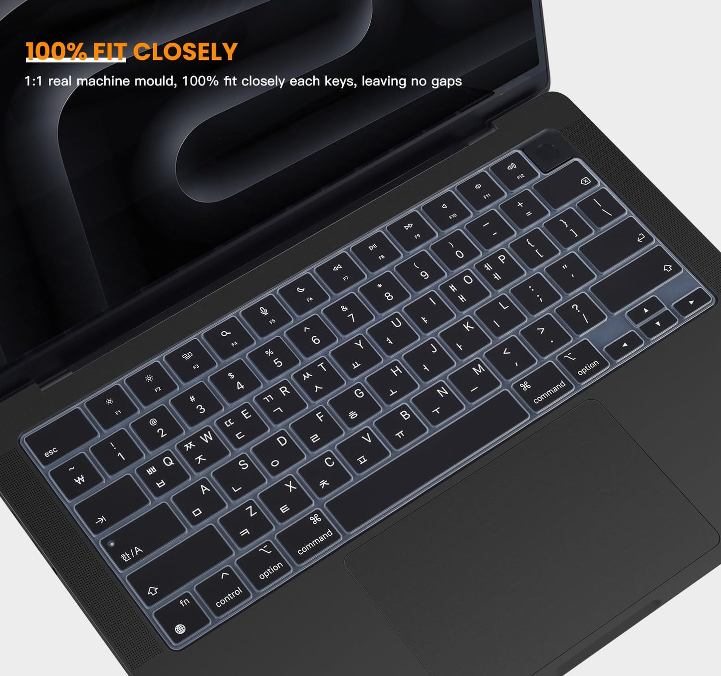 Korean Silicone Keyboard Cover Skin for 2024 2023 14.2 inch Apple MacBook Pro 14 A3112 A3401 A3185 A2992 A2918 A2442 A2779/Pro 16 A3403 A3186 A2991 A2485 A2780 with M4 M3 M2 M1 Pro Max Chip - Black