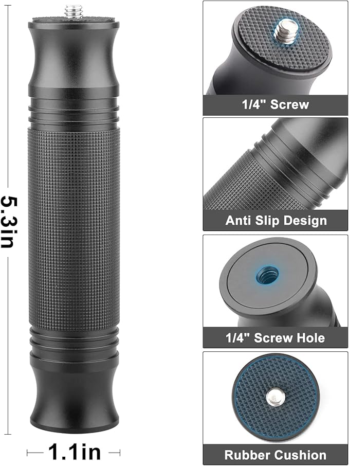 ChromLives Camera Handle Grip Support Mount Universal Handlegrip Camera Stabilizer with 1/4 inches Male Screw for Digital Video Cameras Camcorder Action LED Light Phone