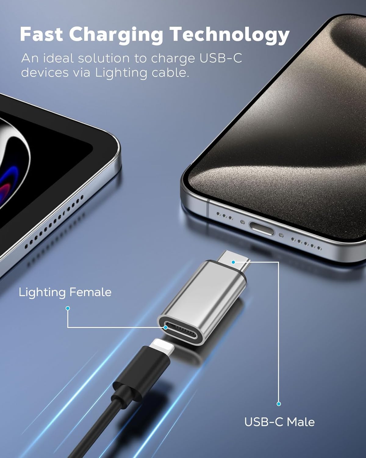 MoKo 4 Pack Lightning Female to USB C Male Adapter,USB-C Lightning Adapter for iPhone Air 17 16 15 Pro Max Plus, iPad Pro/Air, Galaxy,iPhone to USB C Adapter for Data Sync, NOT for Audio/OTG,Silver