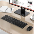 Wireless Keyboard and Mouse, Vssoplor 2.4GHz Rechargeable Compact Quiet Full-Size Keyboard and Mouse Combo with Nano USB Receiver for Windows, Laptop, PC, Notebook-Black