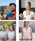 GODOX Wireless Lavalier Microphone for iPhone/Android Phone with Noise Cancellation(2 TX + 1 RX + Charging Case),Mini Mic for DSLR Cameras/PC/Live Streaming,200m/656ft,with Battery Level Display