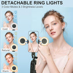 70.9" Auto Face Tracking Tripod 360° Rotation with Stand & Light, Phone Camera Holder Stand with Remote & Gesture Control, Extendable Selfie Stick for GoPro/Travel/Vlog/Video/Tiktok/Live Streaming