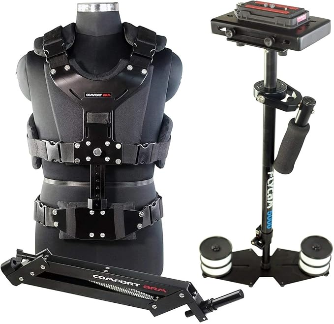 Flycam 5000 Handheld Camera Stabilizer with Comfort Arm Vest. Precise Balancing, Smooth & Fatigueless Operations. Quick Shock Absorption, Free Quick Release, Arm Brace & Table Clamp (FLCM-CMFT-KIT)