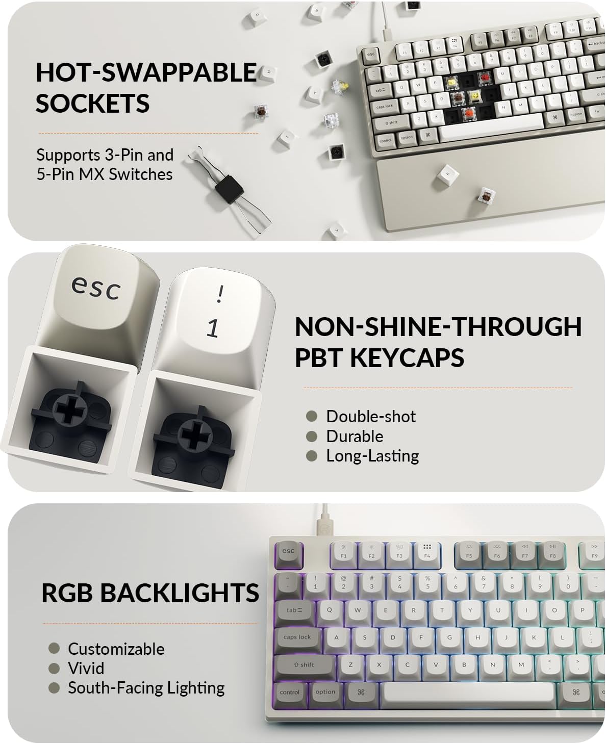 Keychron C2 Pro Wired Mechanical Keyboard with 8K Hz Polling Rate, Full Size Custom RGB Backlit Hot-Swappable, Non-Shine Through PBT Keycaps Compatible with Mac Windows Linux (Silent Banana Switch)