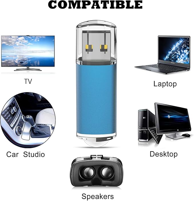 TOPESEL 5 Pack 2GB USB 2.0 Flash Drive Memory Stick Thumb Drives (5 Mixed Colors: Black Blue Green Red Silver)