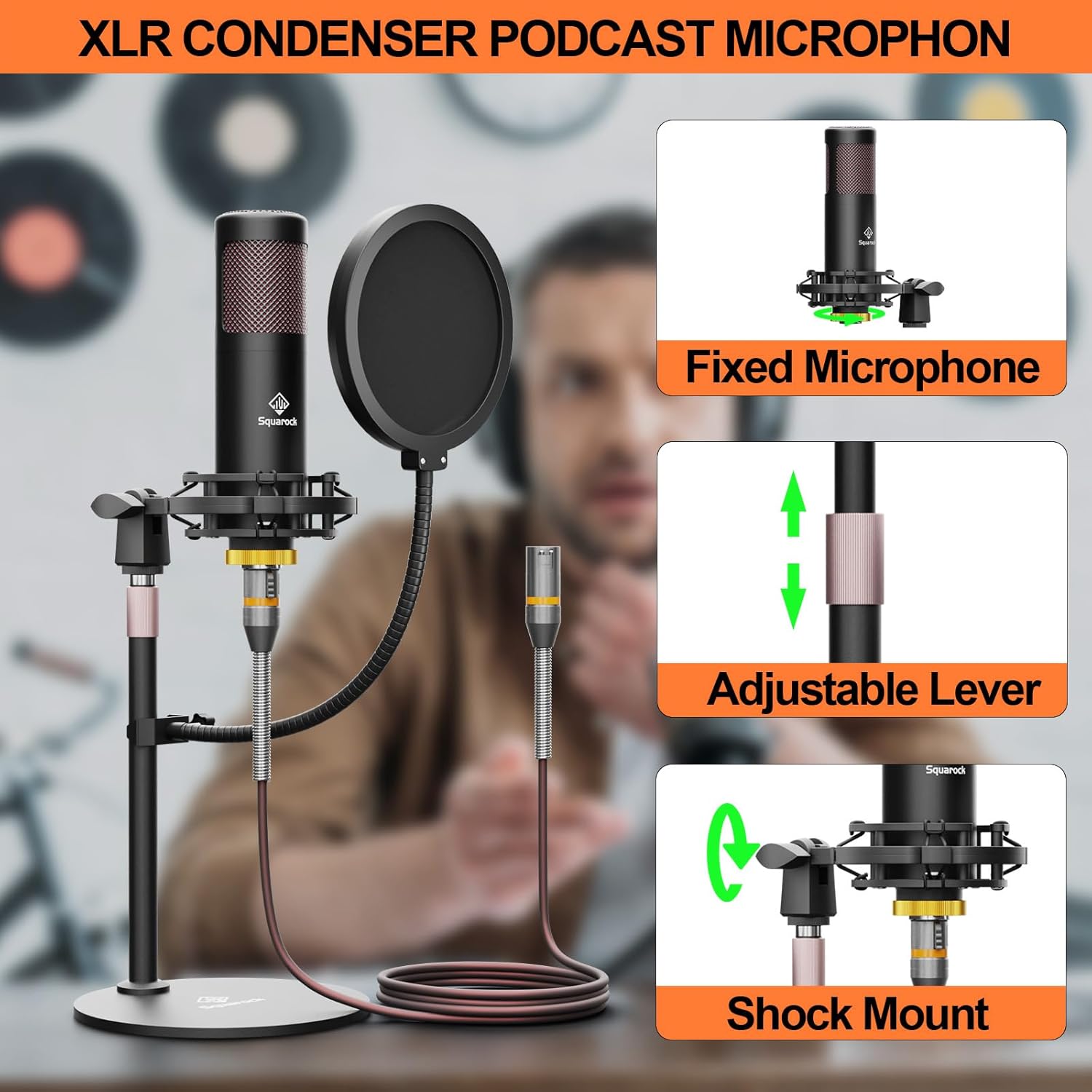 Podcast Equipment Bundle for 2 with Dual 48V XLR Condenser Micophones with Mic Pop Filters Audio Equipment for Live Streaming/ Recording, Online Gaming for Phone/ Laptop/ PC Audio Interface M100