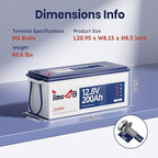 12V 200Ah Plus LiFePO4 Battery, Timeusb Lithium Battery with 200A BMS, Max. 2560W Power, 4000-15000 Deep Cycles, 10-Year Lifetime, Perfect for RV, Camping, Marine, Solar Off Grid, Backup System