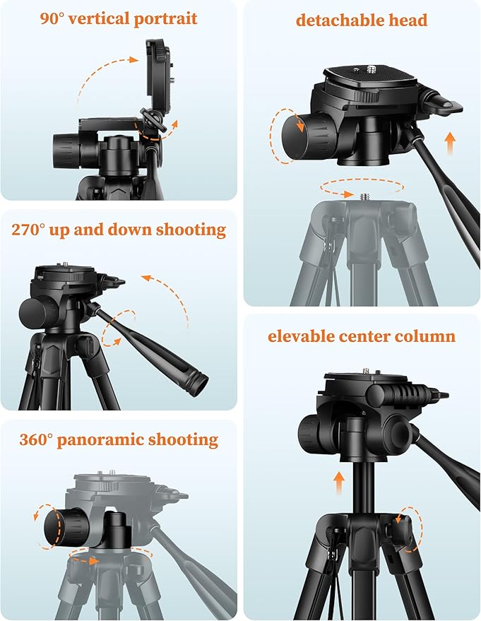 JOILCAN Phone Tripod Stand, 68" Tripod for iPad iPhone Tablet with Remote Universal Holder Carry Bag, Travel Aluminum Tripod for Video Recording Photos Vlogging Compatible with iPad Pro iPhone Camera