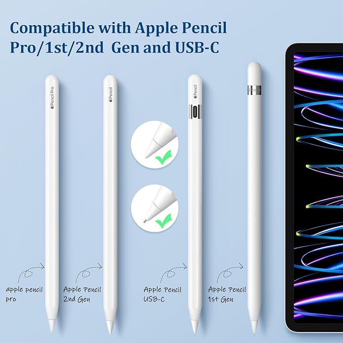 Replacement Tips for Apple Pencil Pro/2nd Gen/1st Gen/USB-C,No Wear Out Metal Nibs,Precise Control 0.78mm Longer Tips for iPad Pencil Accessories-(4 Pack)