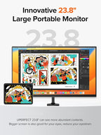 UPERFECT 24" 120Hz Portable Monitor 1080P 100% sRGB with Built-in Stand & VESA, HDMI USB-C FHD Travel Monitor for Laptop/MacBook/SteamDeck/Phone/Mini PC, External Second Screen for Gaming & Work