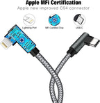 USB C to Lightning Cable 10FT MFi Certified 90 Degree iPhone Fast Charger Nylon Braided Extra Long Charging Cord Compatible with iPhone 14/13/13 Pro Max/13 Mini/12/11/XS/XR/8/iPad 8th