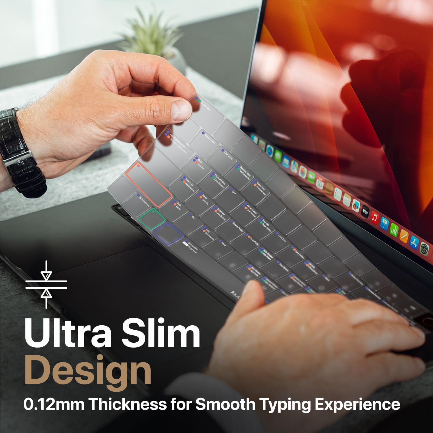 Kuzy MacOS Shortcut for MacBook Pro 14 inch Keyboard Cover M4 16" 2025 2024 2023 M3 M2 M1 Pro Max - MacBook Air 13 inch Keyboard Cover 15" M4 M3 M2 - Mac OS US Layout TPU Tinted