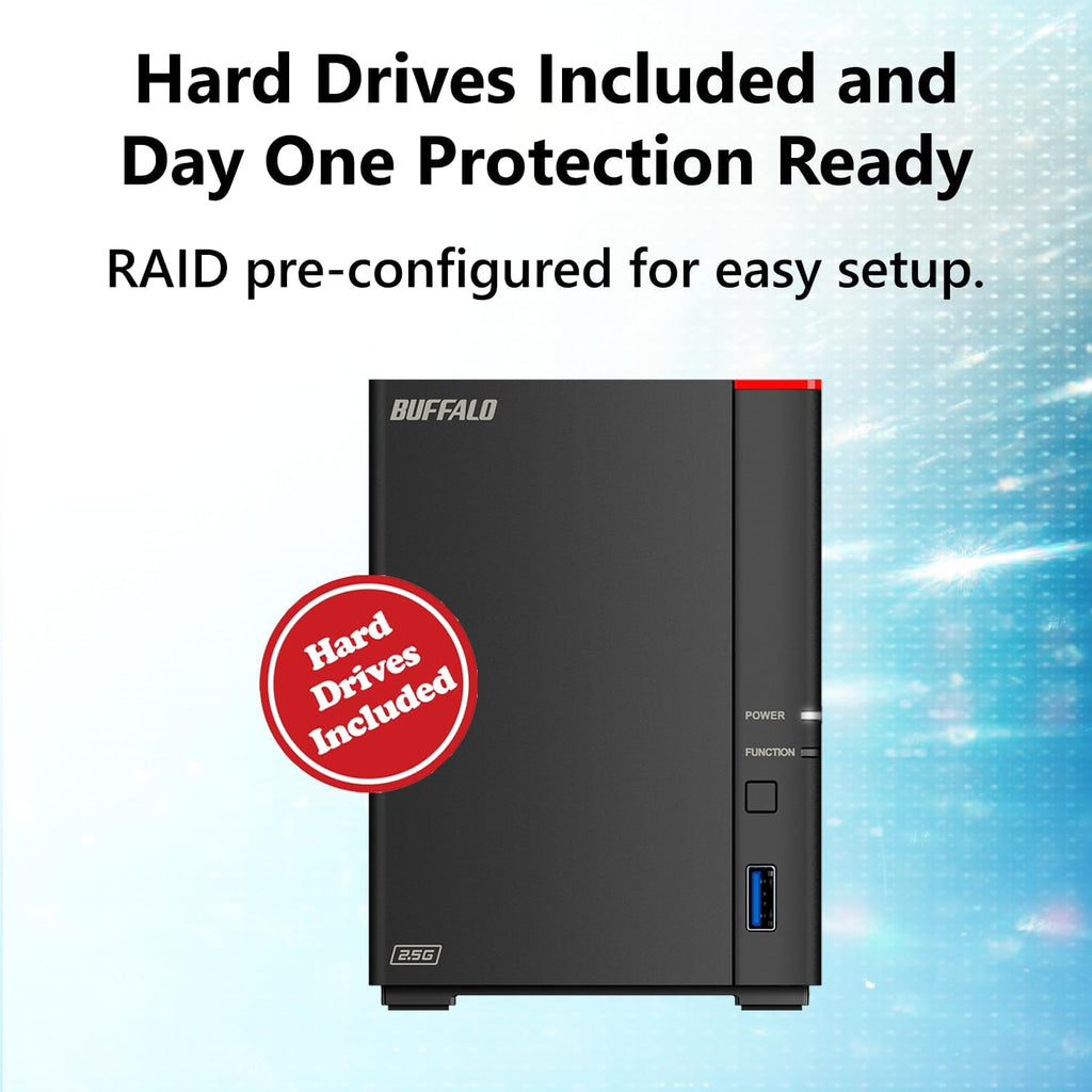 BUFFALO LinkStation 720 4TB 2-Bay Home Office Private Cloud Data Storage with Hard Drives Included/Computer Network Attached Storage/NAS Storage/Network Storage/Media Server/File Server