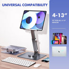 360° Rotating Tablet Stand - Adjustable iPad Tablet Holder for Desk, Foldable iPad Swivel Stand for Home & Office (Charcoal Gray)