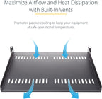 StarTech.com 2U Server Rack Shelf - Universal Vented Rack Mount Cantilever Tray for 19" Network Equipment Rack & Cabinet - Heavy Duty Steel - Weight Capacity 50lb/23kg - 16" Deep Shelf, TAA