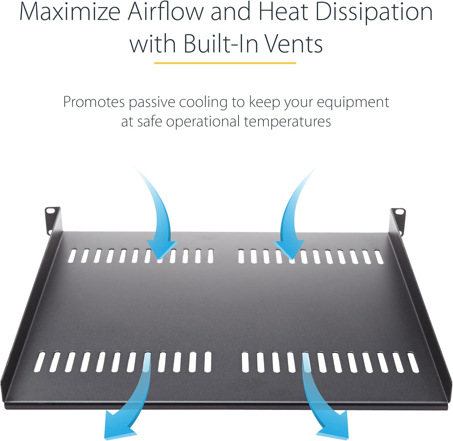 StarTech.com 2U Server Rack Shelf - Universal Vented Rack Mount Cantilever Tray for 19" Network Equipment Rack & Cabinet - Heavy Duty Steel - Weight Capacity 50lb/23kg - 22" Deep Shelf (CABSHELF22V)