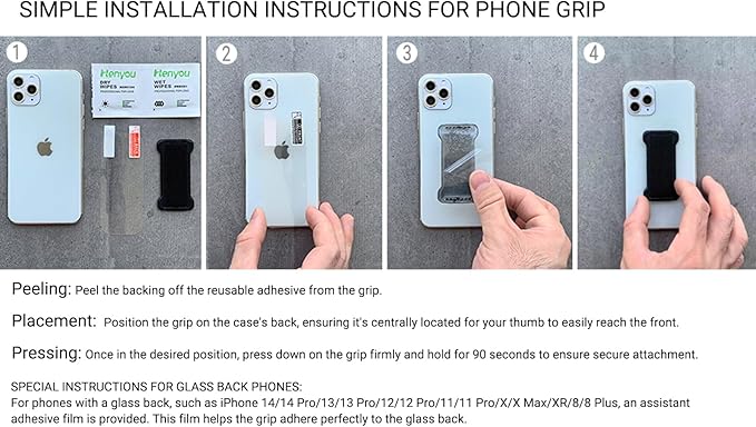 Finger Strap Phone Holder,Cell Phone Finger Grip Strap Holder for Hand, Ultra Thin Anti-Slip Universal Cell Phone Grips Band Holder for Back of Phone - 2Pack(Dot Black)