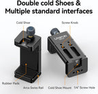 ULANZI MA33 Metal Phone Tripod Mount with Arca Port & 2 Cold Shoes, 360° Adjustable Smartphone Tripod Adapter Cell Phone Stand Holder Phone Clamp Suitable for iPhone 15 pro/14/13/12/Samsung