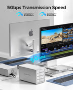 ORICO 4Bay RAID External Hard Drive Enclosure USB3.0 for 2.5/3.5 Inch SATA HDD/SSD up to 5X 22TB Supports RAID 0/1/3/5/10/JBOD/Clone/ClearMode -9948RU3