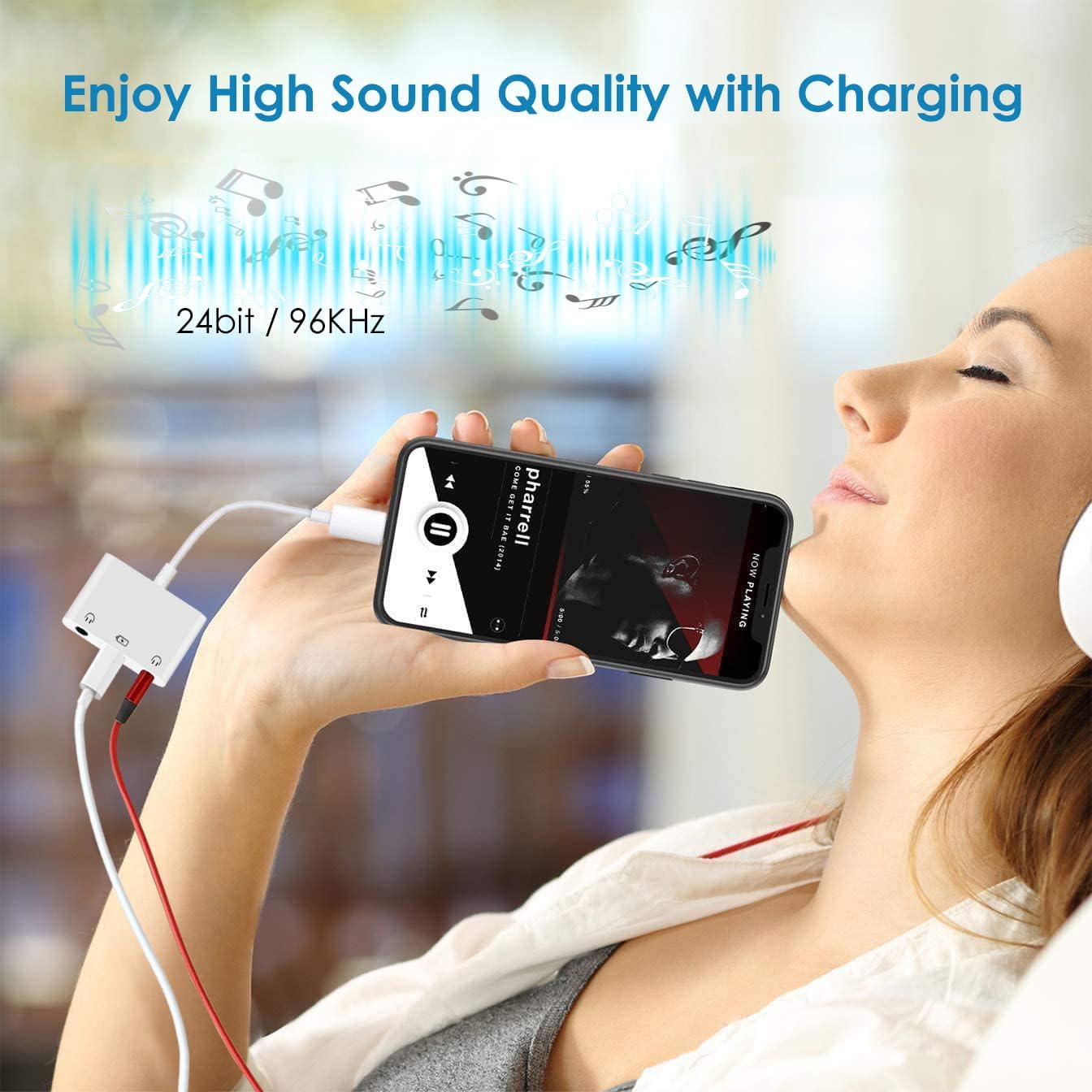 USB-C to Dual 3.5mm Headphone Jack Adapter USB C to 3.5mm Audio Adapter 3 in 1 Aux to USB C Headphone Splitter and Fast Charge Adapter for iPhone 16 15/iPad Pro/Galaxy 24 23 22/Pixel 9 8 7 and more