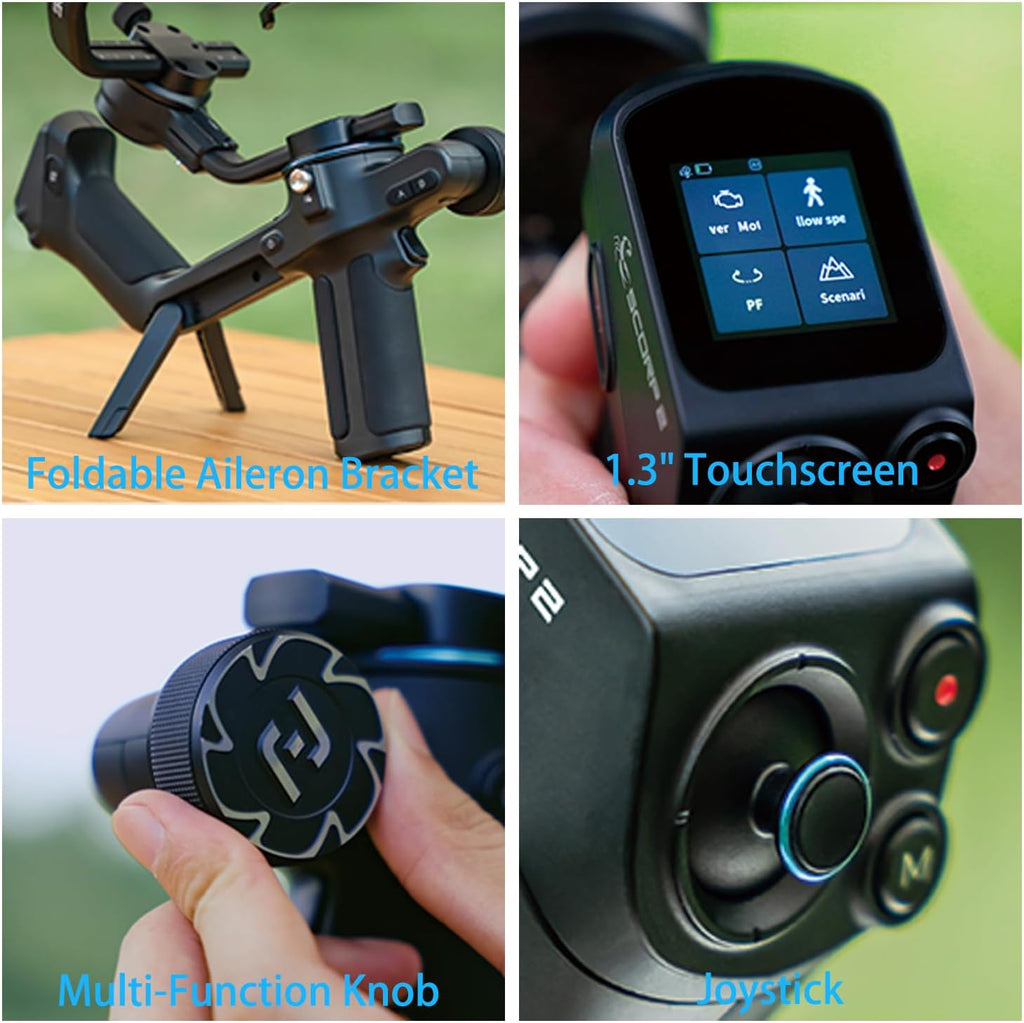 FeiyuTech SCORP 2 Gimbal Stabilizer for DSLR and Mirrorless Camera, Integrated Al Tracking Sensor, 3-Axis Camera Stabilizer for Sony Canon Panasonic Nikon, 2.5kg Payload Touch Screen Vertical Shooting