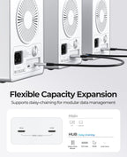 ORICO Daisy Chain 4 Bay Hard Drive Enclosure USB 3.2 Gen 2 Aluminum Das Enclosure USB C Expansion Max Up to 264TB for 3.5-inchs HDD -9948C3