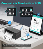 ORGBRO Bluetooth Thermal Shipping Label Printer, Z1-Plus Wireless 4X6 Shipping Label Printer for Small Business Office or Home Support iPhone Android Windows macOS Chrome Amazon Ebay Shopify USPS