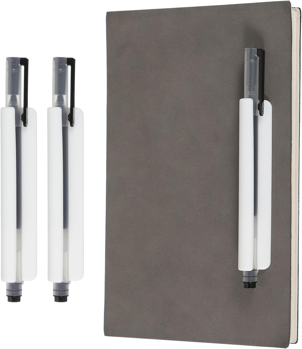 PATIKIL 2 Pcs Adhesive Pencil Holders, 105mm Long Universal Pencil Clip Silicone Pen Holder Office Pen Organizer for Desk Wall Clipboard Notebook Tablet Case Stylus, White