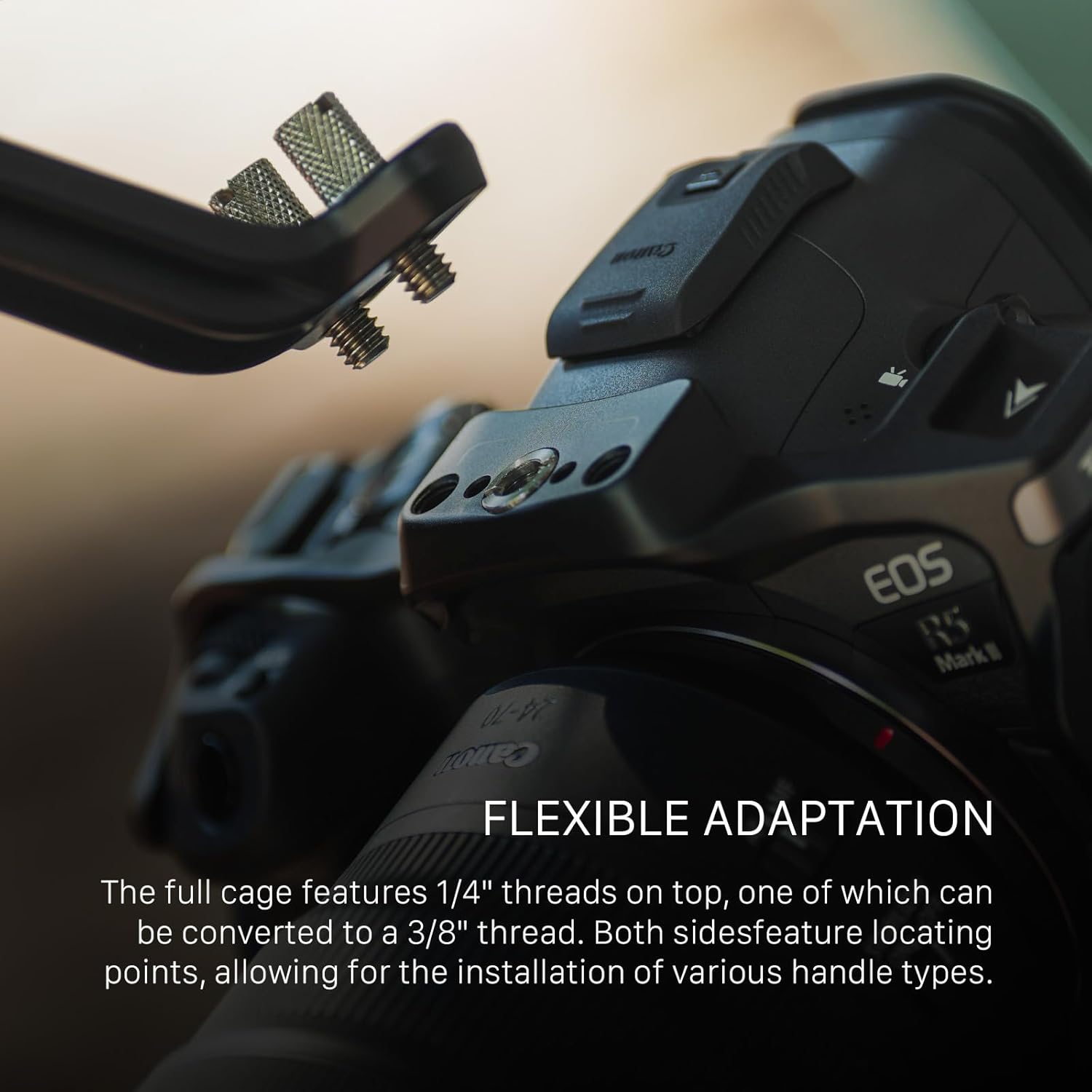 Tilta Half Camera Cage Compatible with Canon R5 Mark II - Black | Mount Accessories w/Cold Shoe, 1/4"-20 and 3/8"-16 | Securely Attaches to Camera | Silicone Padding and Lightweight