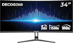 Deco Gear 34” Curved Ultrawide Business Monitor | 3440x1440, 100Hz, 1500R, 99% sRGB | Adjustable Stand, 2 HDMI and 2 DisplayPort | HDR, Low Blue Light, PIP/PBP