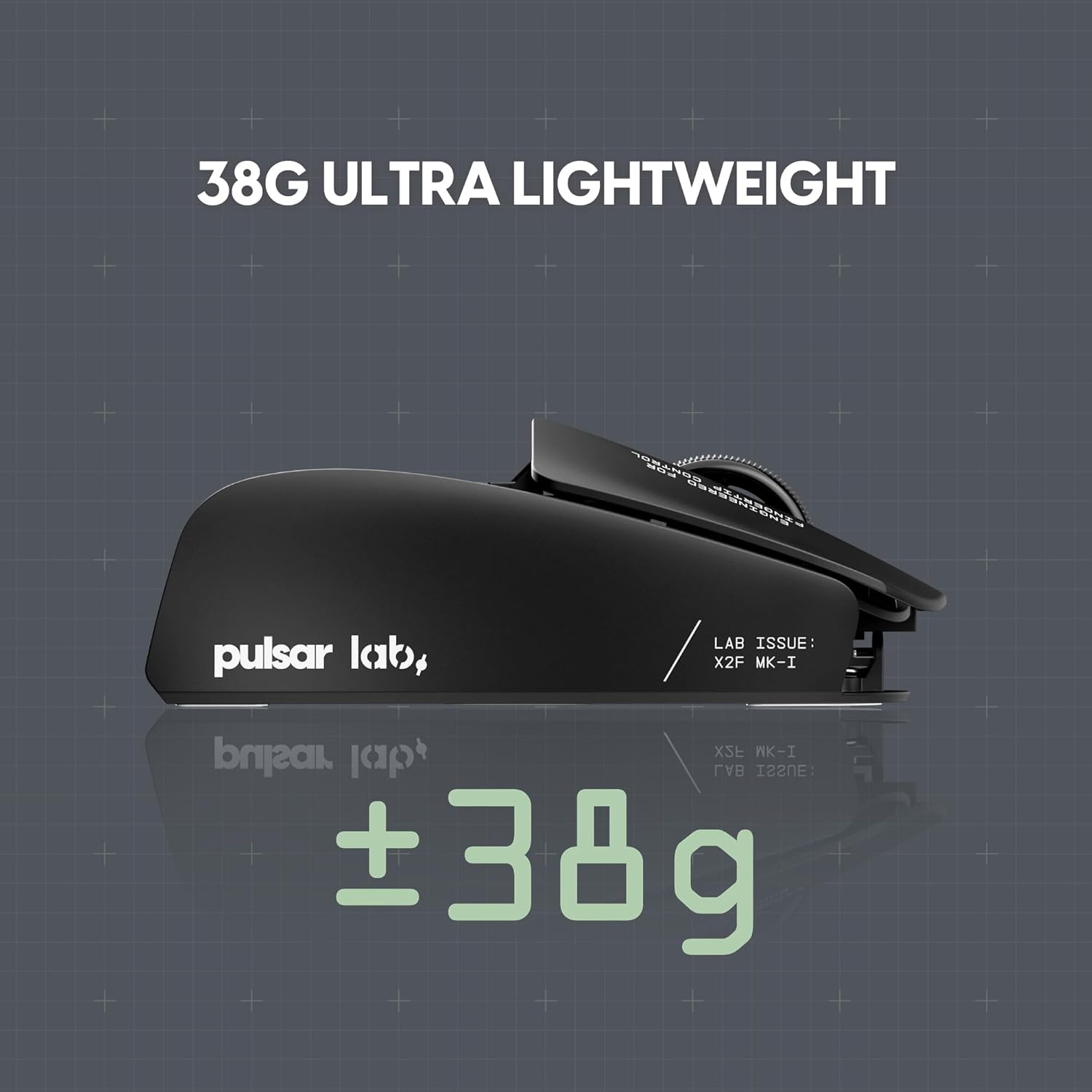 Pulsar Gaming Gears LAB X2F Wireless Fingertip Gaming Mouse, Ultra Lightweight 1.34 oz (38 g), HUANO Blue Pink Dot Switches, 32,000 DPI, 750 IPS, XS-1 Sensor, 8K Compatible (Black)